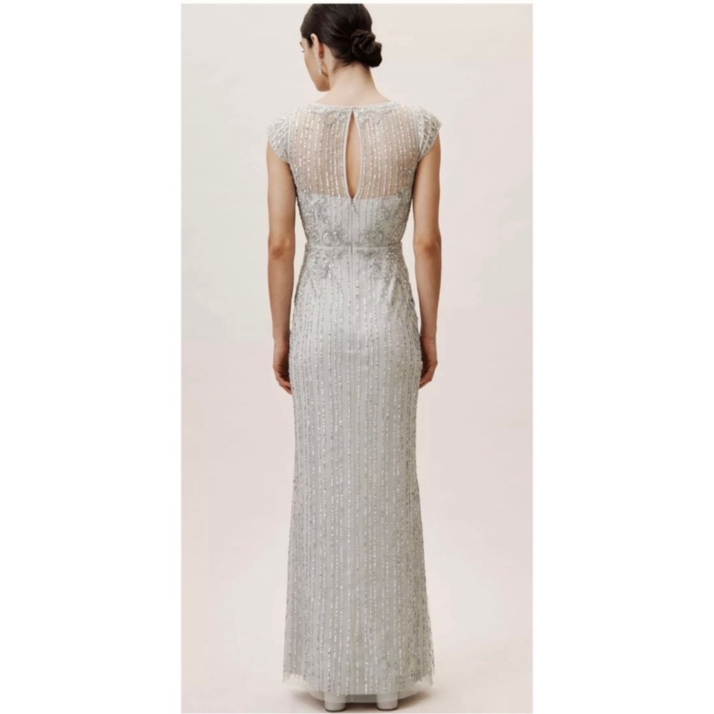 BHLDN Calais Beaded Column Gown In
Morning Mist Blue Size 4,6 - Picture 4 of 11